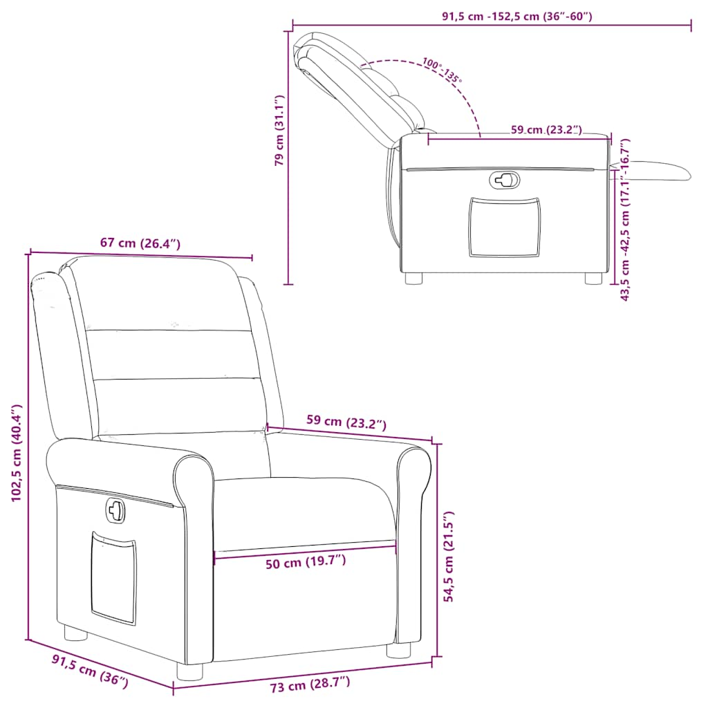 Fauteuil inclinable Rouge bordeaux Tissu