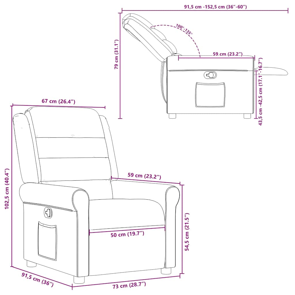 Fauteuil inclinable Taupe Tissu