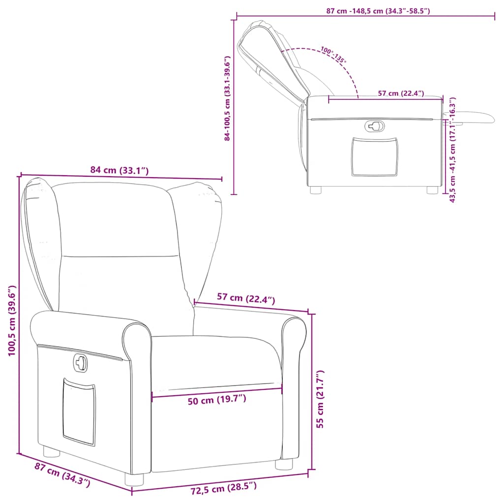 Fauteuil inclinable Taupe Tissu