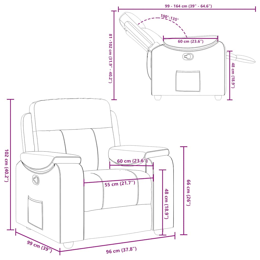 Fauteuil inclinable Vert foncé Tissu