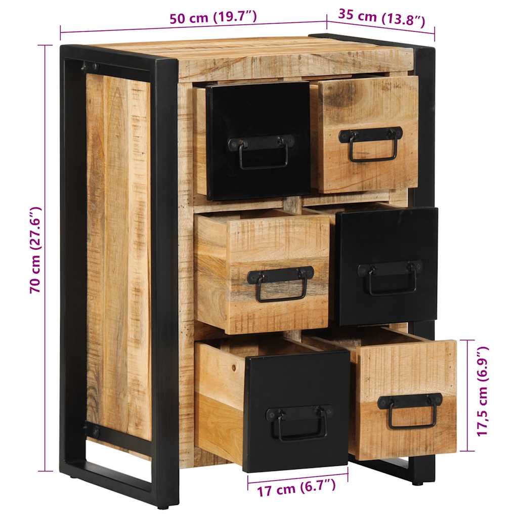 Buffet 50x35x70 cm bois de manguier brut massif