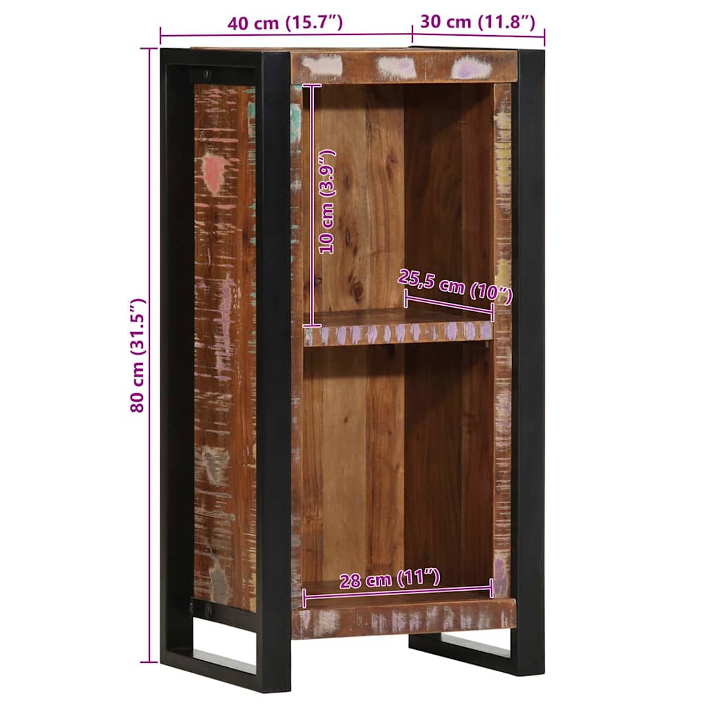 Table de chevet 40x30x80 cm bois massif de récupération