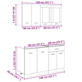 4-teiliges Küchenschrank-Set aus Sonoma-Eiche