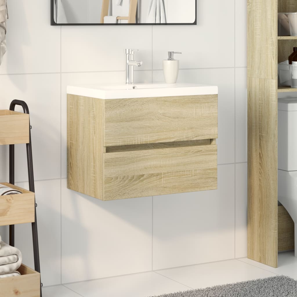 2pcs Bathroom Furniture Set Ceramic and Engineered Wood