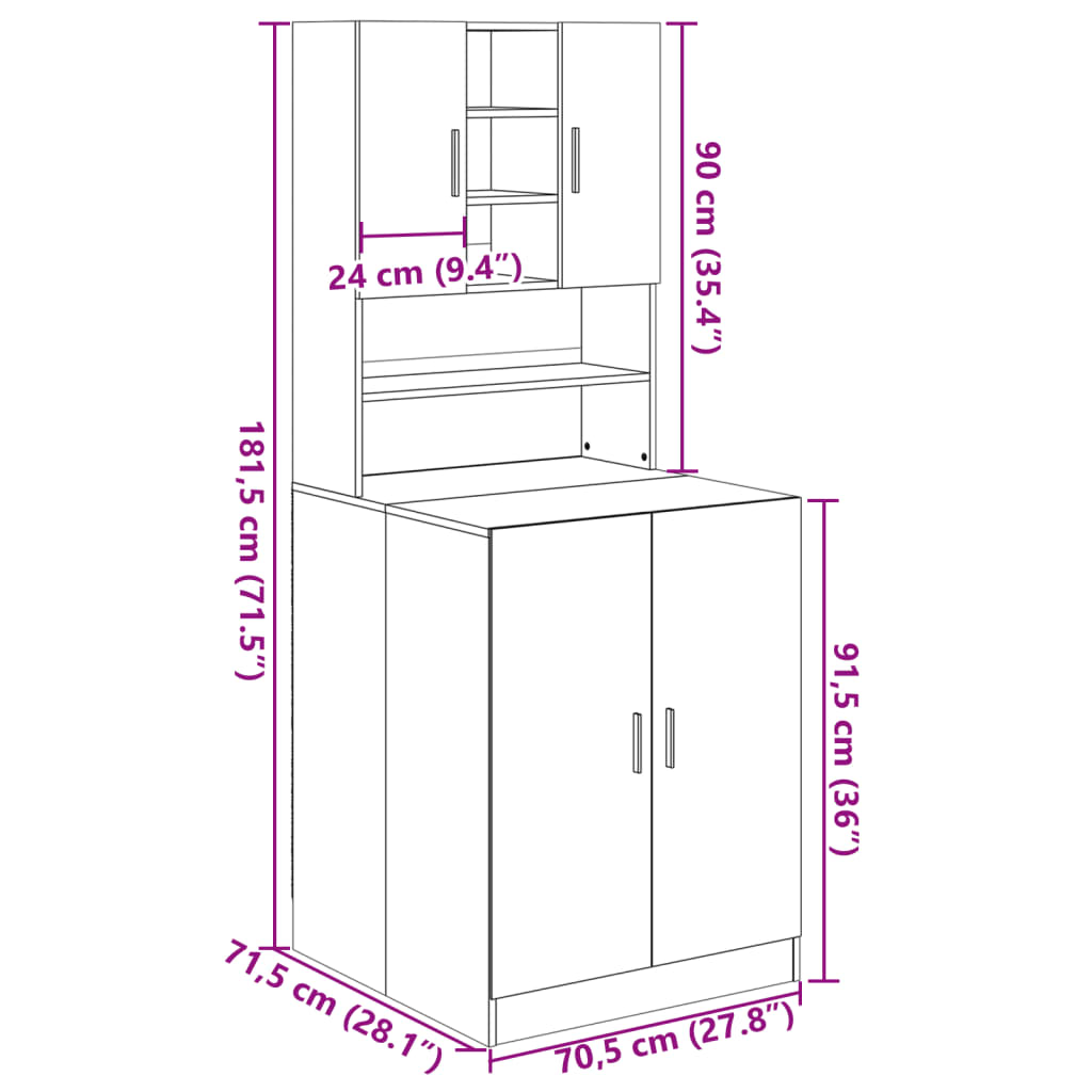 Armoires pour machine à laver 2pcs chêne sonoma bois ingénierie