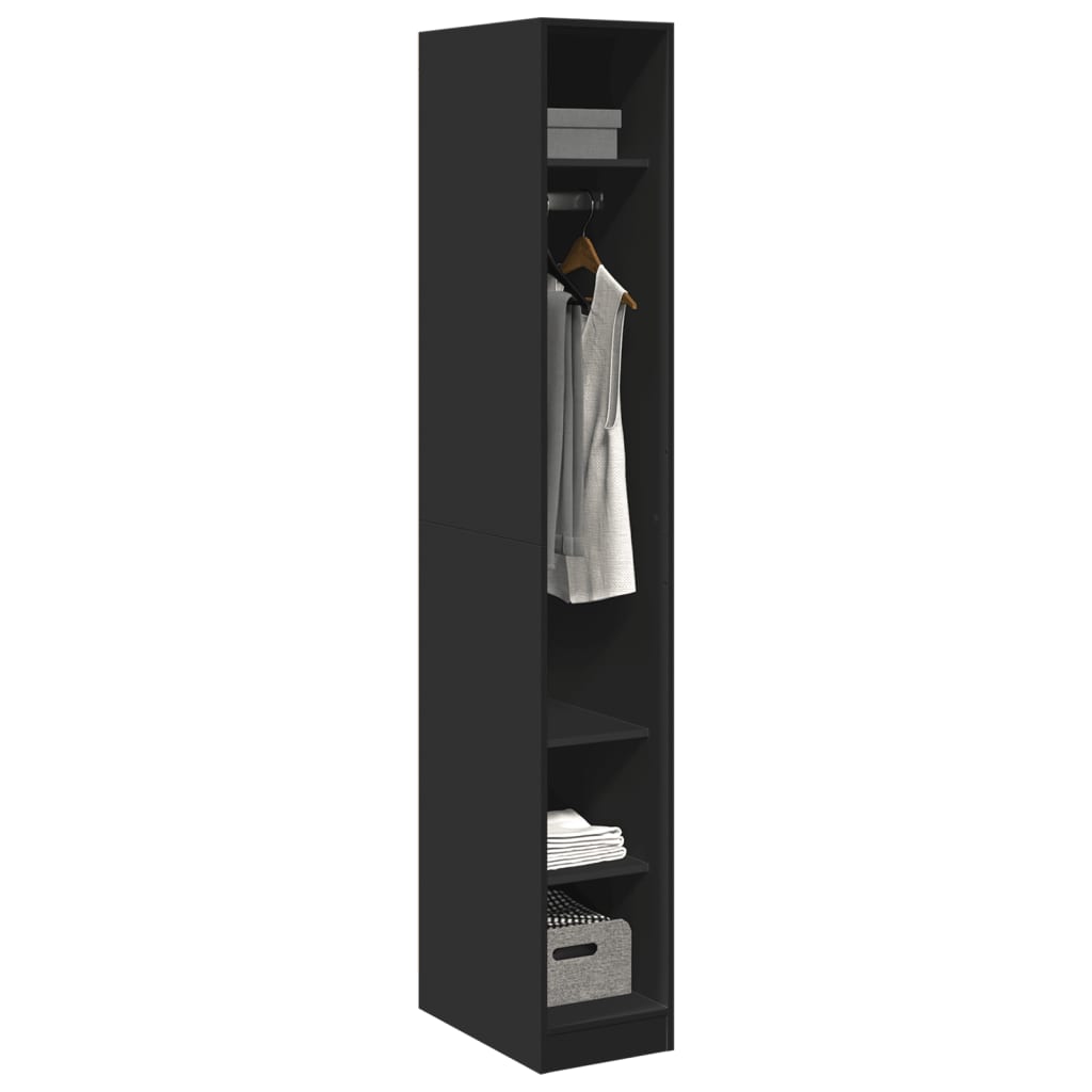 Black wardrobe 30x50x200 cm engineered wood