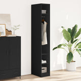 Black wardrobe 30x50x200 cm engineered wood