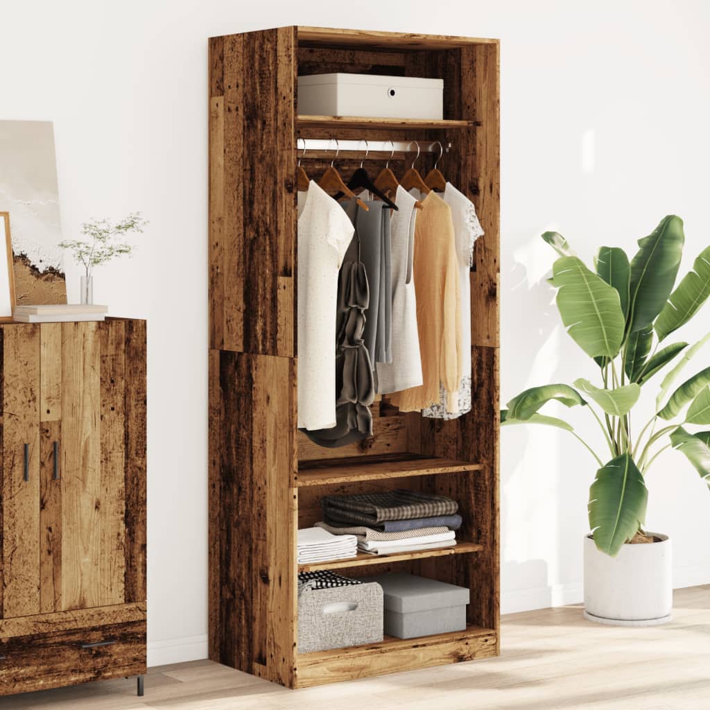 Wardrobe old wood 80x50x200 cm engineered wood