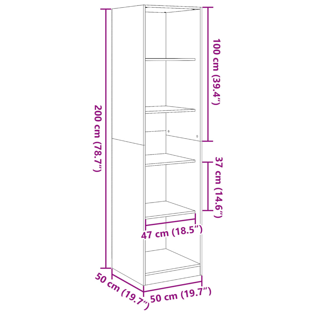 Wardrobe smoked oak 50x50x200 cm engineered wood