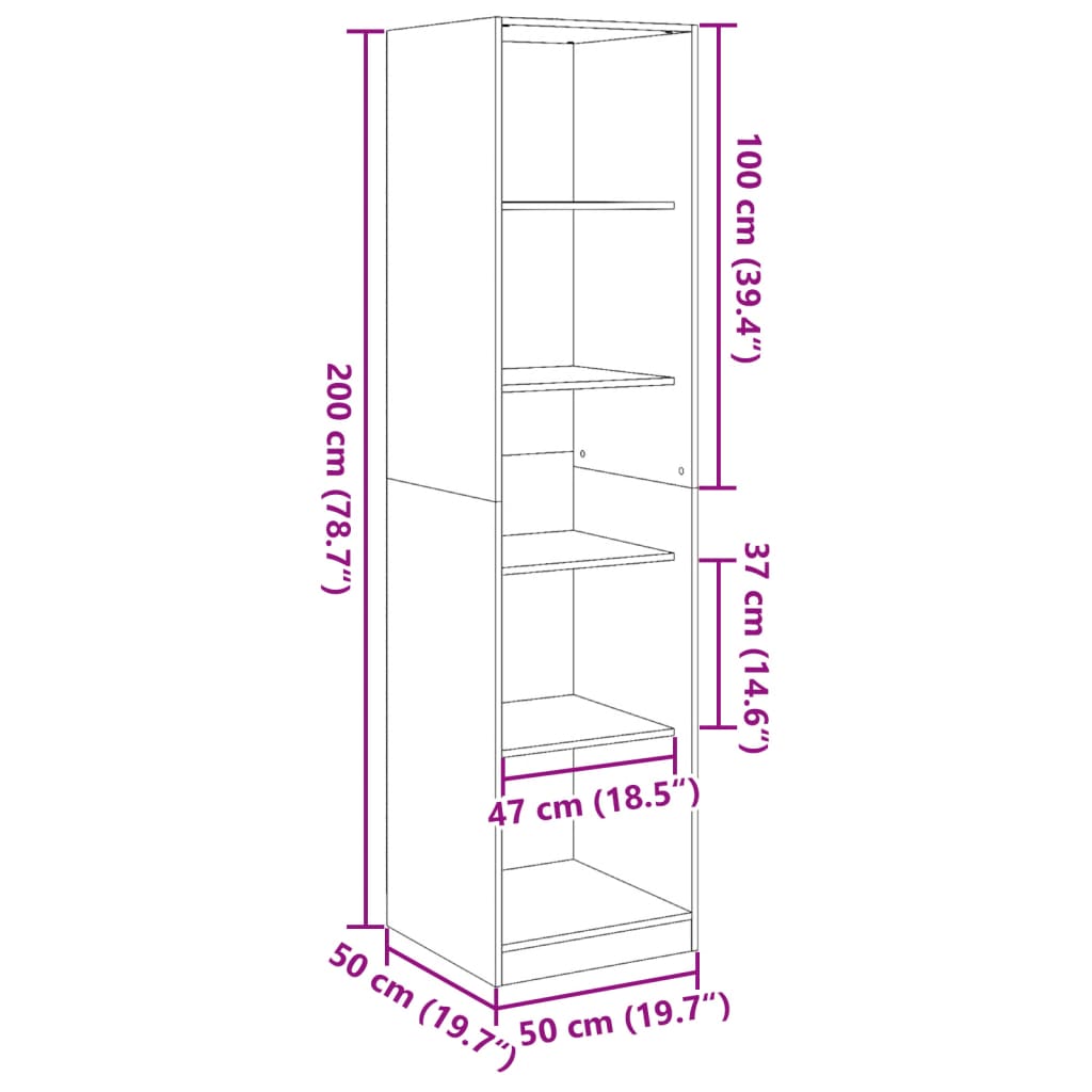 Altholz-Kleiderschrank 50x50x200 cm aus Holzwerkstoff