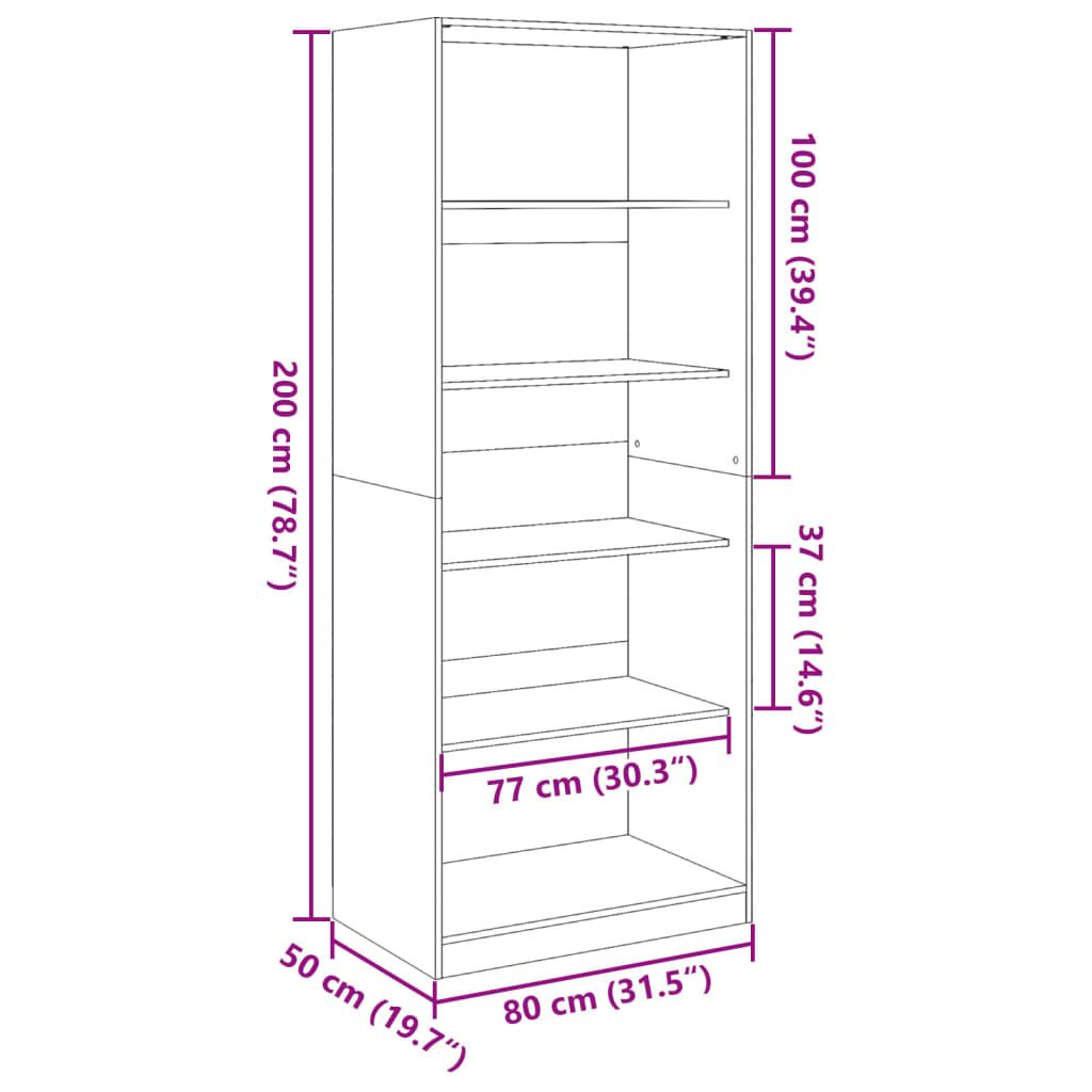 Garde-robe chêne sonoma 80x50x200 cm bois d'ingénierie