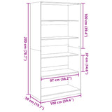 Concrete Grey Wardrobe 100x50x200 cm Chipboard