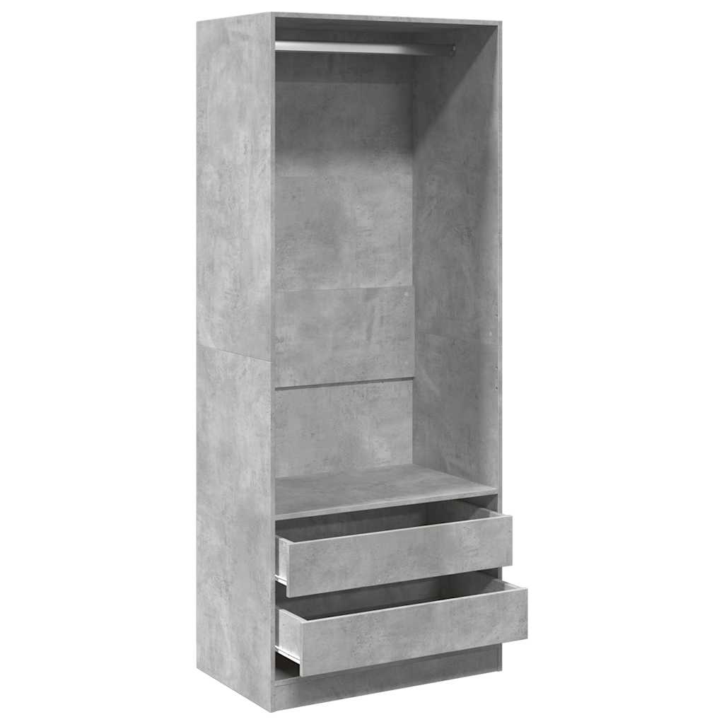 Garde-robe gris béton 80x50x200 cm bois d'ingénierie