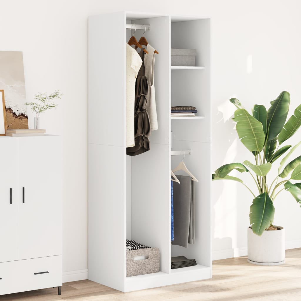 White wardrobe 80x50x200 cm engineered wood