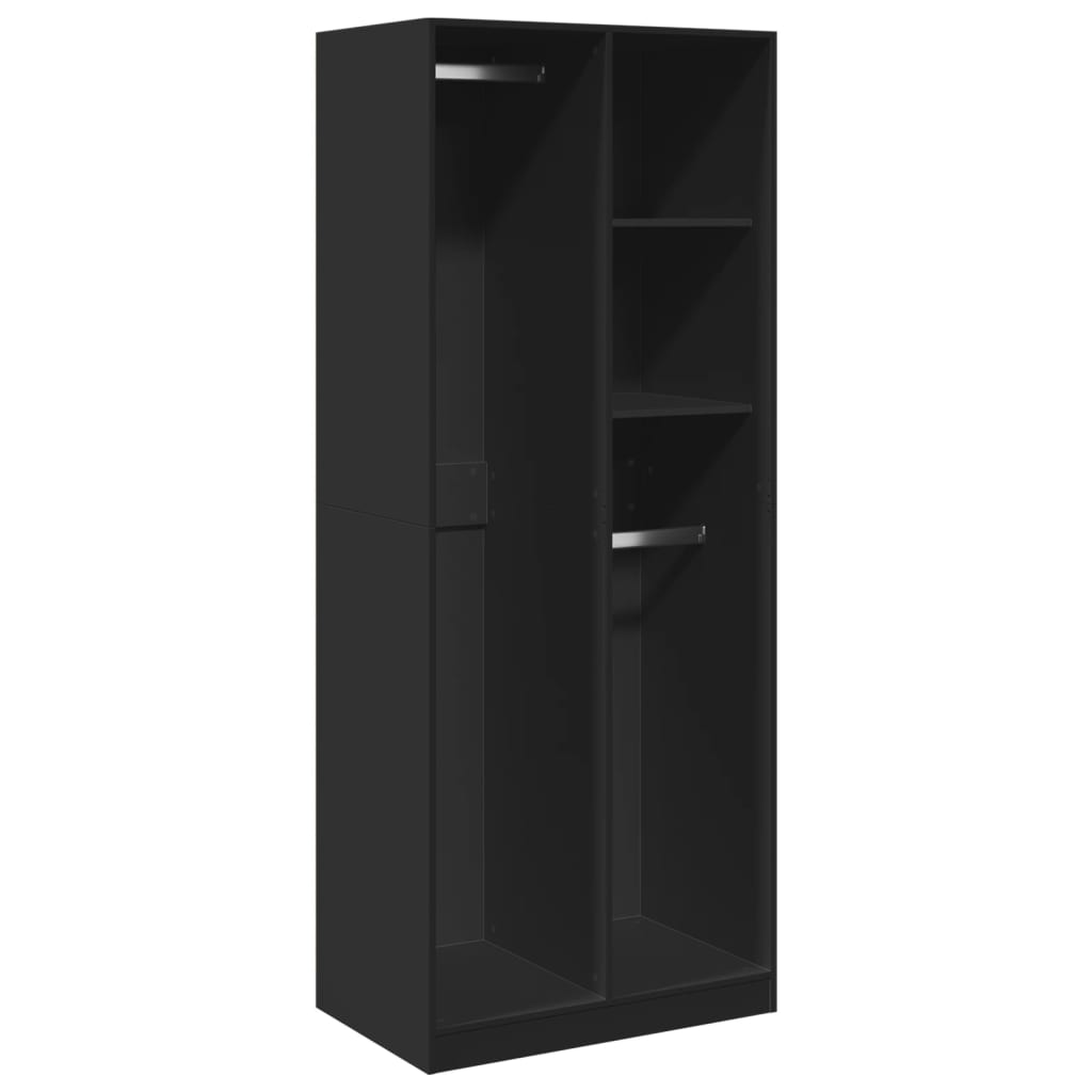 Black wardrobe 80x50x200 cm engineered wood