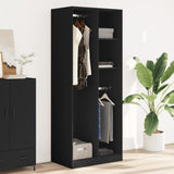 Black wardrobe 80x50x200 cm engineered wood