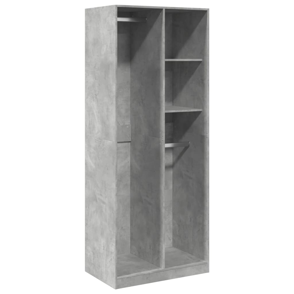 Garde-robe gris béton 80x50x200 cm bois d'ingénierie