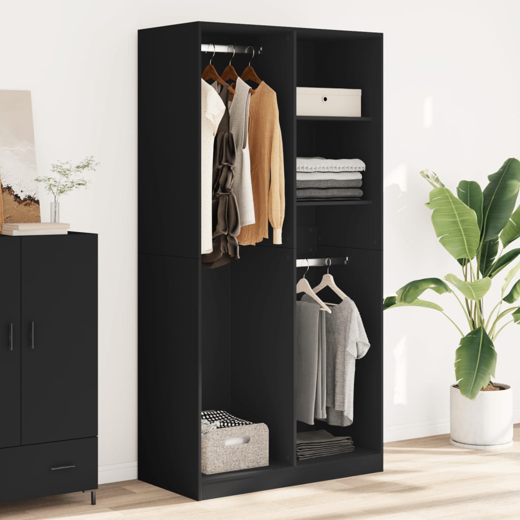 Black wardrobe 100x50x200 cm chipboard