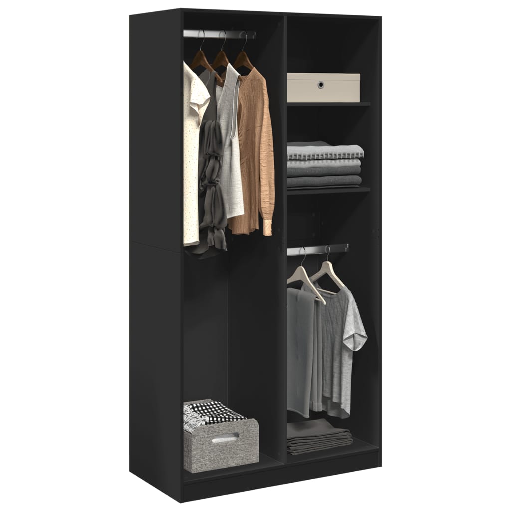 Black wardrobe 100x50x200 cm chipboard