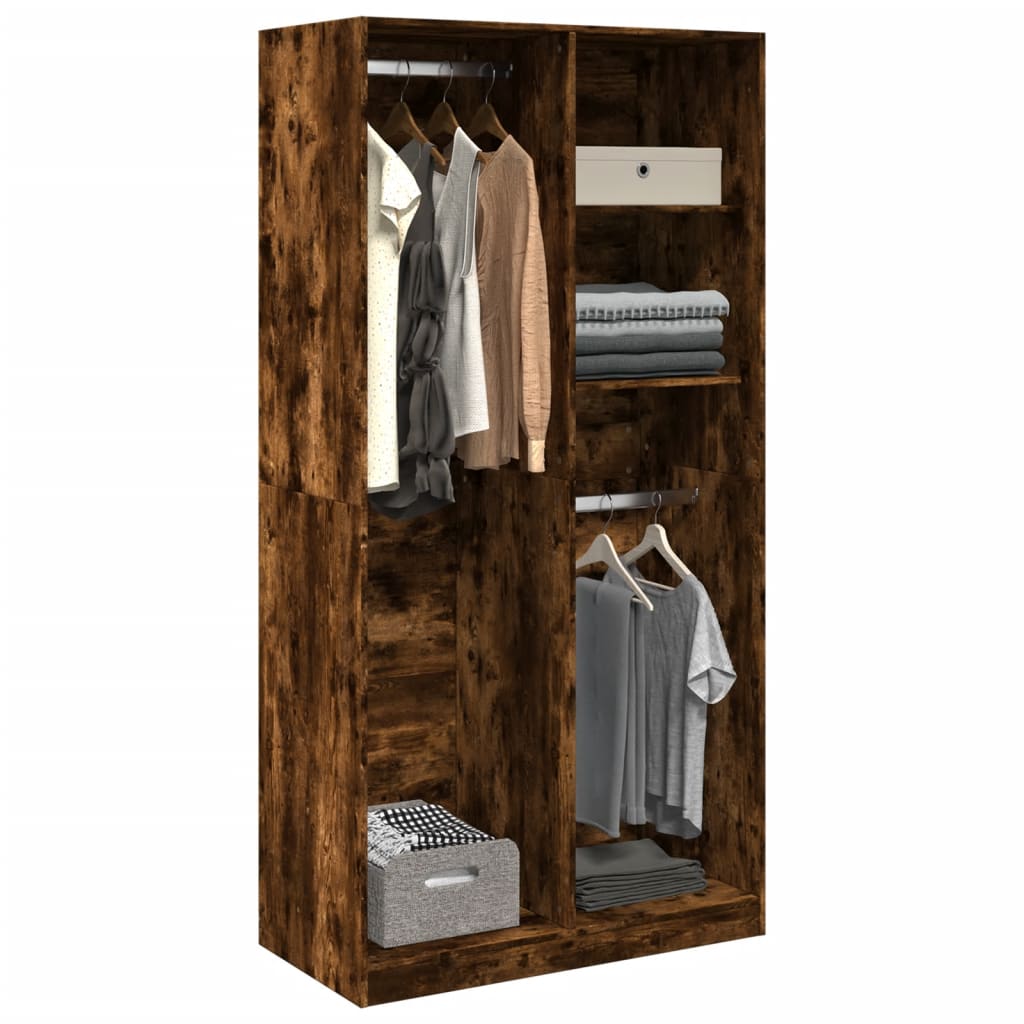 Wardrobe smoked oak 100x50x200 cm engineered wood