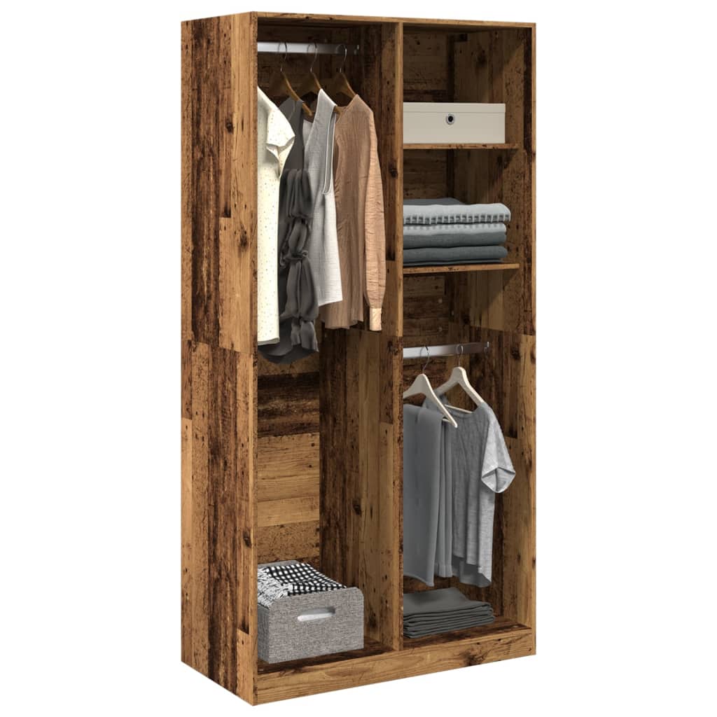 Wardrobe old wood 100x50x200 cm engineered wood