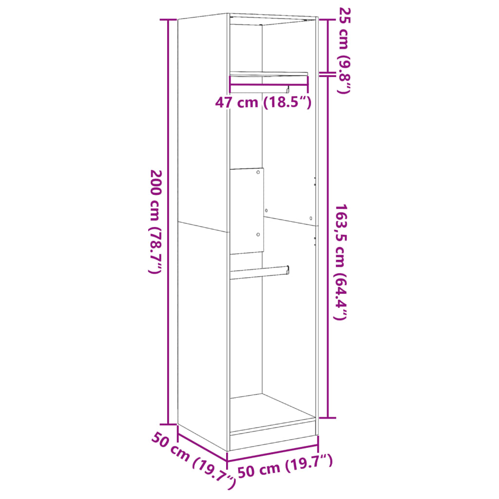 White wardrobe 50x50x200 cm Engineered wood