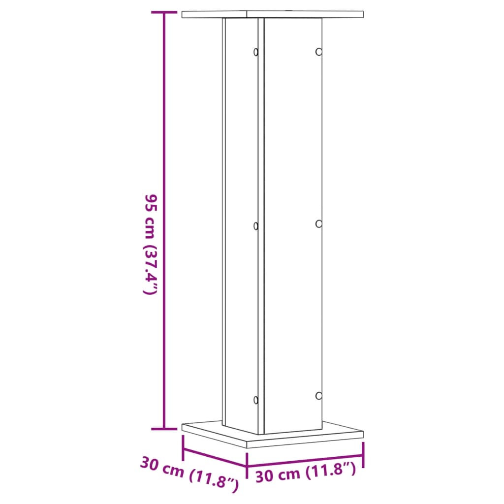 Supports pour plantes 2 pcs blanc 30x30x95 cm bois d'ingénierie