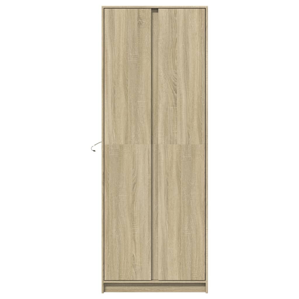 Hohes LED-Sideboard aus Sonoma-Eiche, 74 x 32,5 x 200 cm, Holzwerkstoff