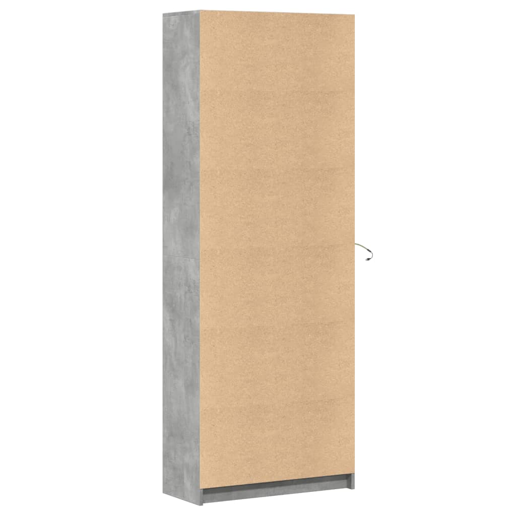 Buffet haut avec LED gris béton 74x32,5x200cm bois d’ingénierie