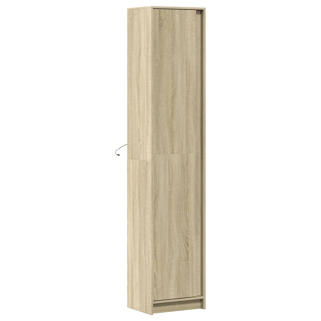 Hohes LED-Sideboard aus Sonoma-Eiche, 41,5 x 32,5 x 200 cm, Holzwerkstoff