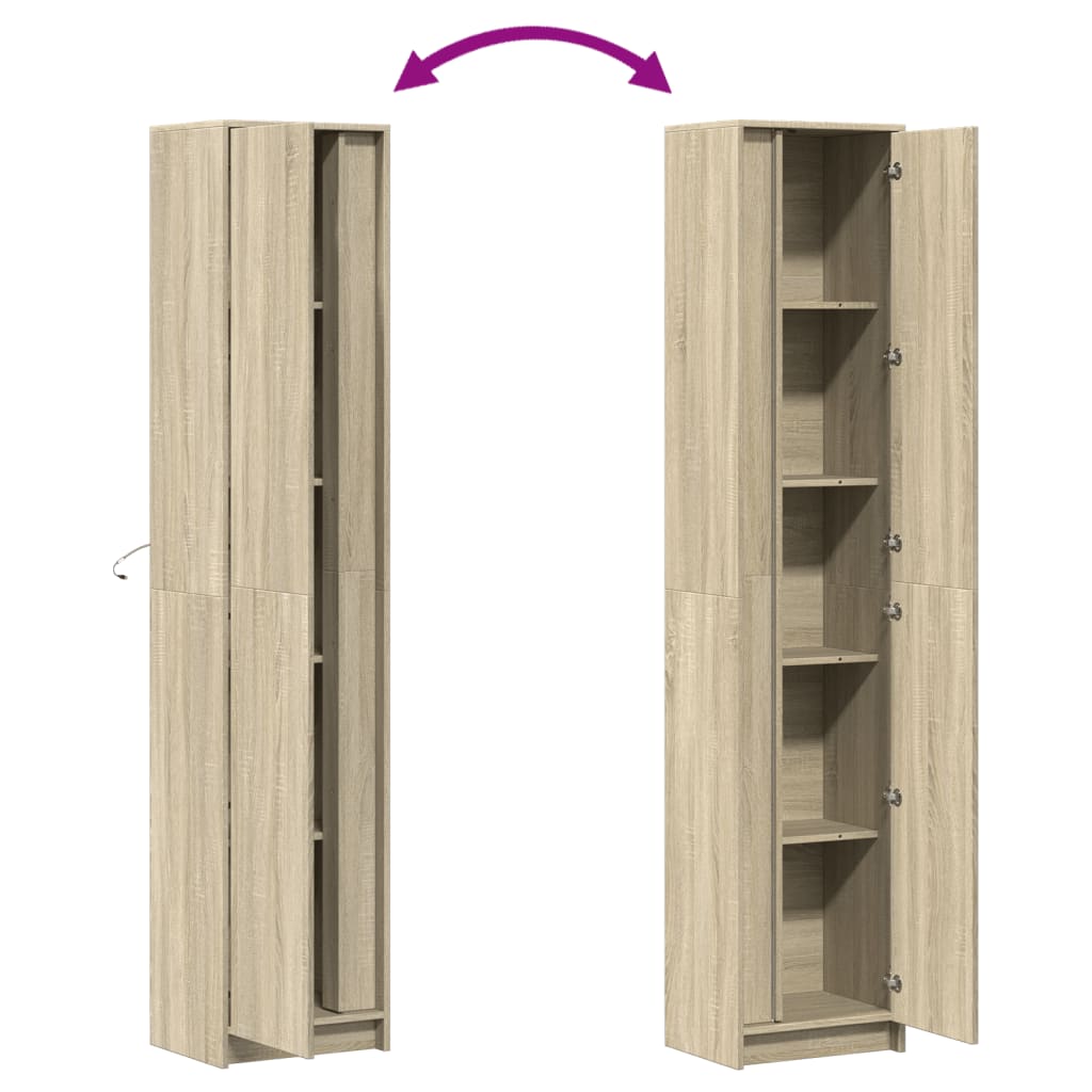 Buffet haut LED chêne sonoma 41,5x32,5x200 cm bois d’ingénierie