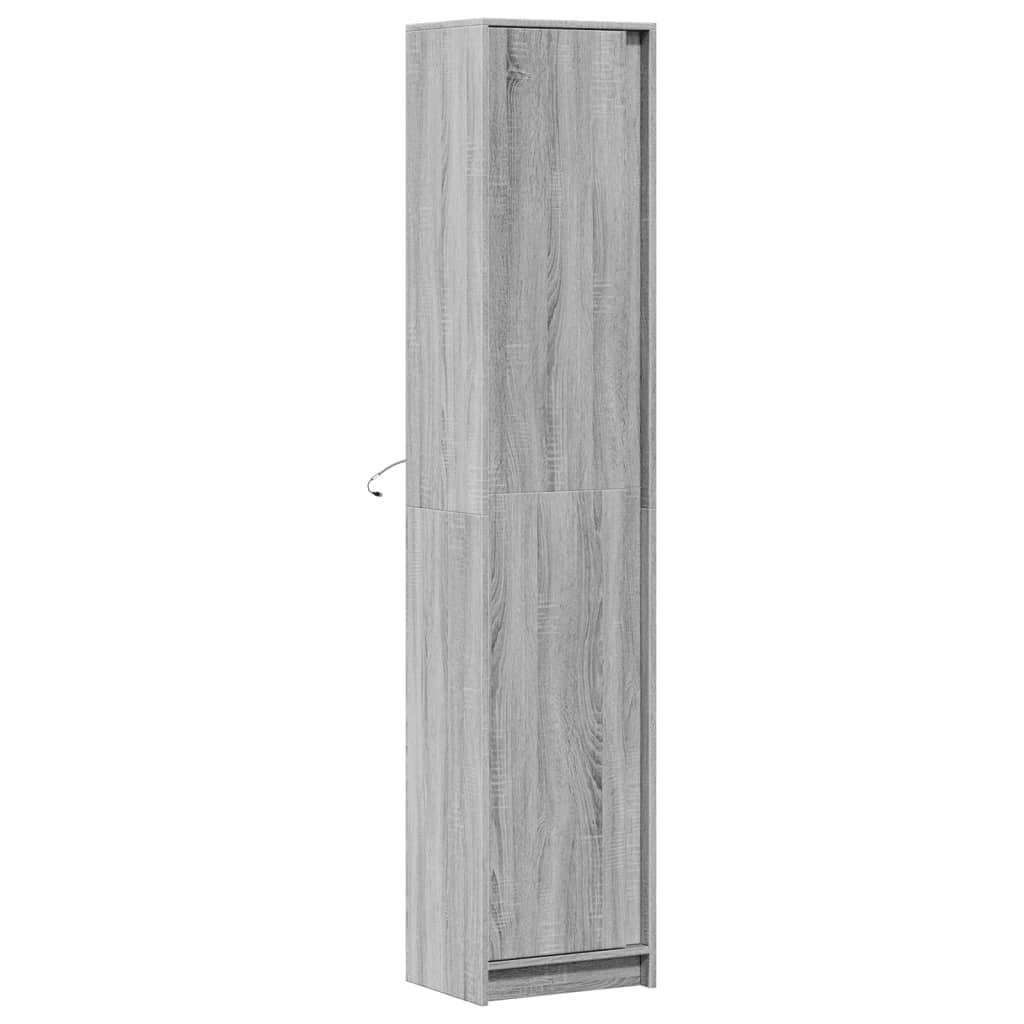 Sonoma graues LED-High-Sideboard 41,5 x 32,5 x 200 cm, Holzwerkstoff