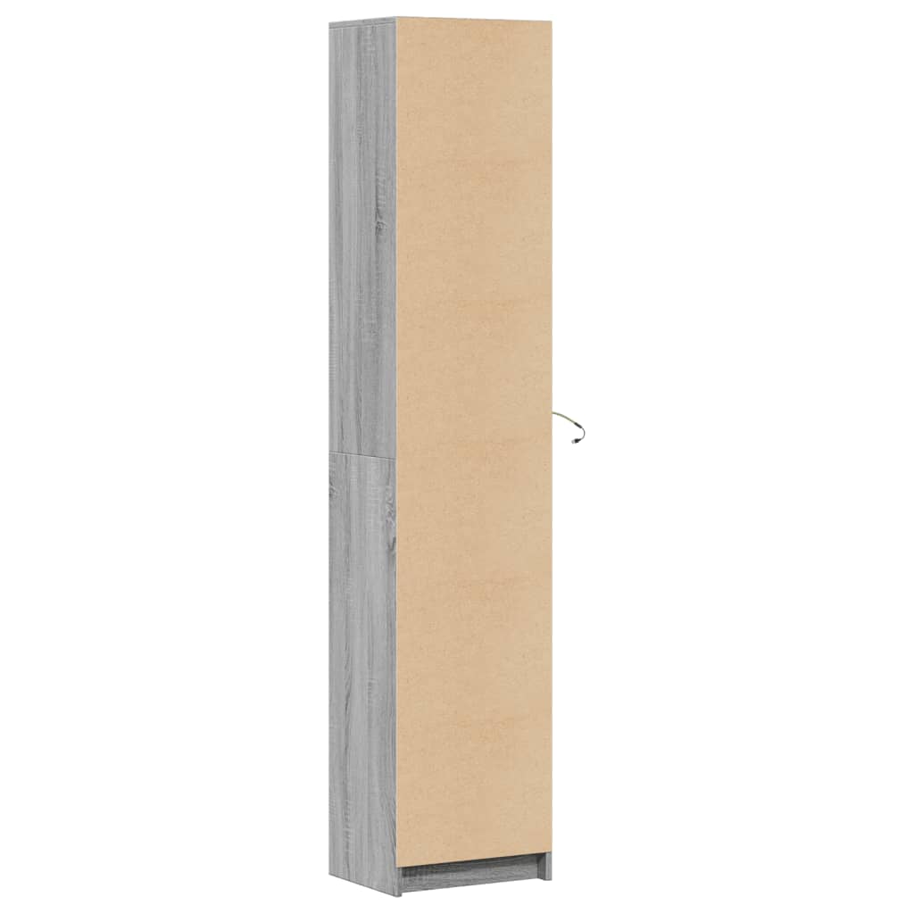 Buffet haut LED sonoma gris 41,5x32,5x200 cm bois d’ingénierie