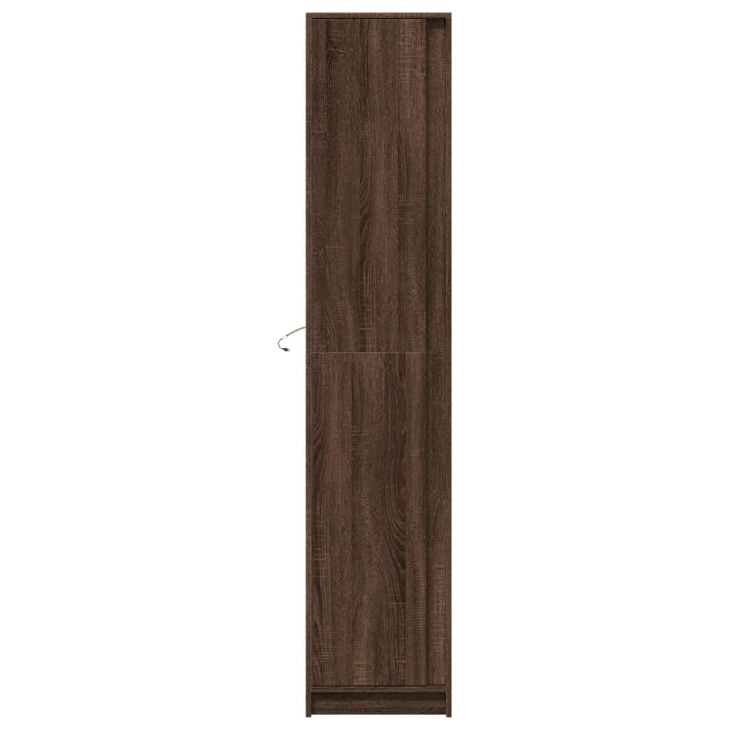 Buffet haut LED chêne brun 41,5x32,5x200 cm bois d’ingénierie