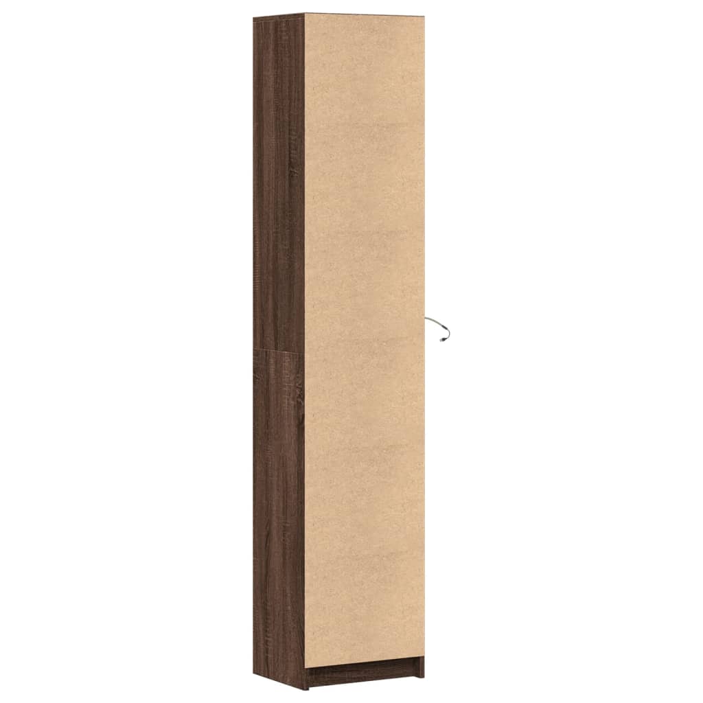 Buffet haut LED chêne brun 41,5x32,5x200 cm bois d’ingénierie