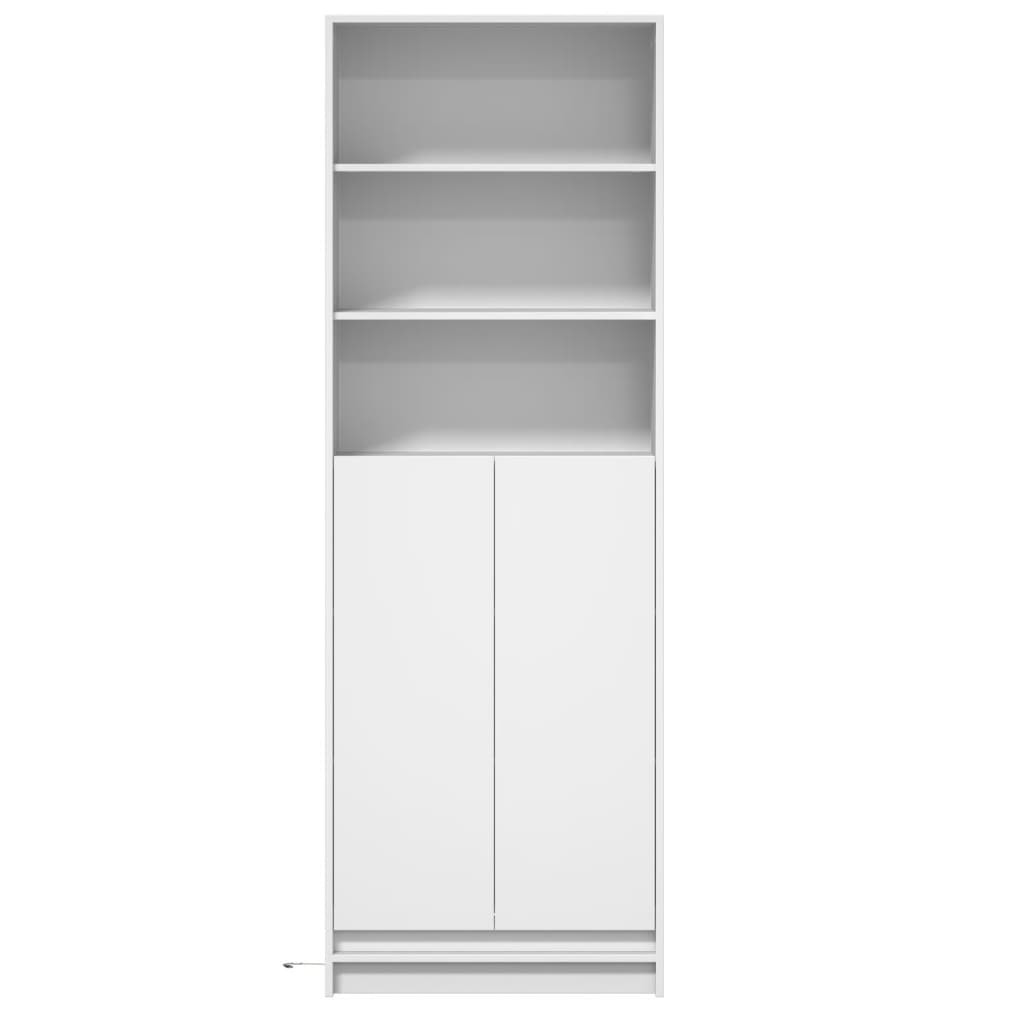 Buffet haut avec LED blanc 69x32,5x200 cm bois d’ingénierie