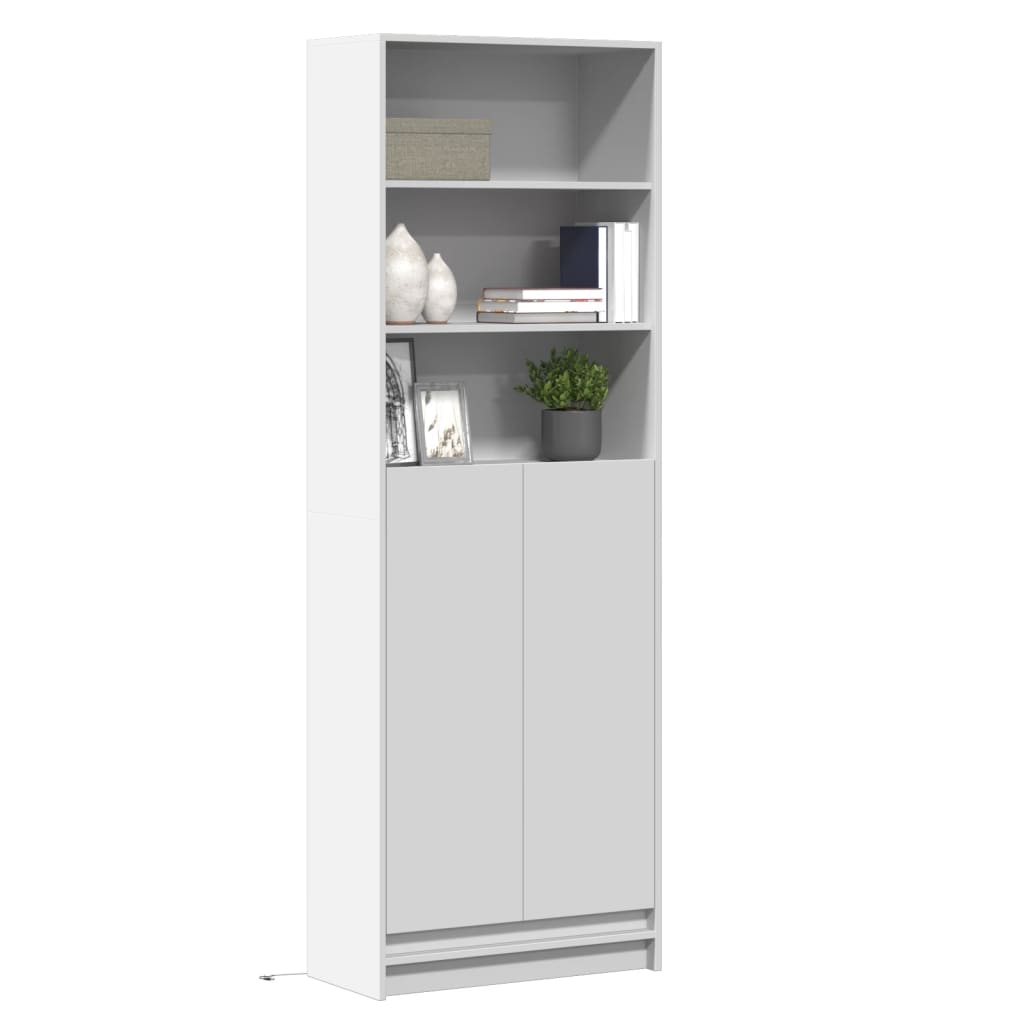 Buffet haut avec LED blanc 69x32,5x200 cm bois d’ingénierie