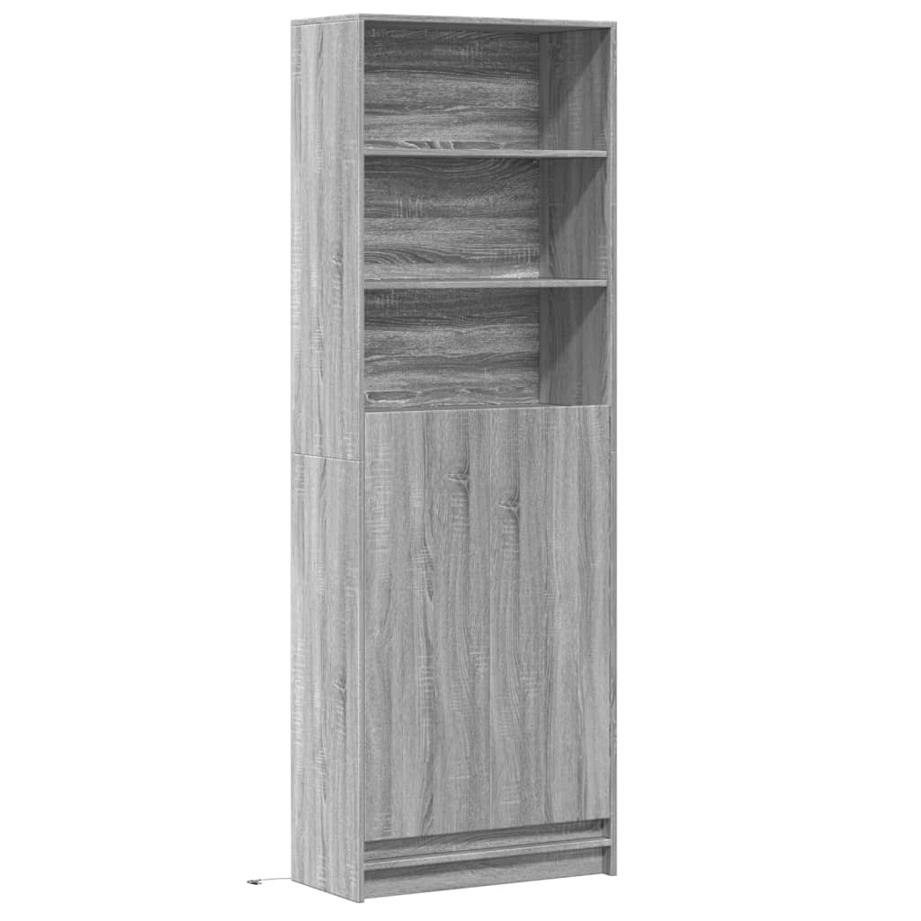 Buffet haut LED sonoma gris 69x32,5x200 cm bois d’ingénierie