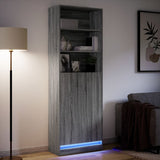 Buffet haut LED sonoma gris 69x32,5x200 cm bois d’ingénierie