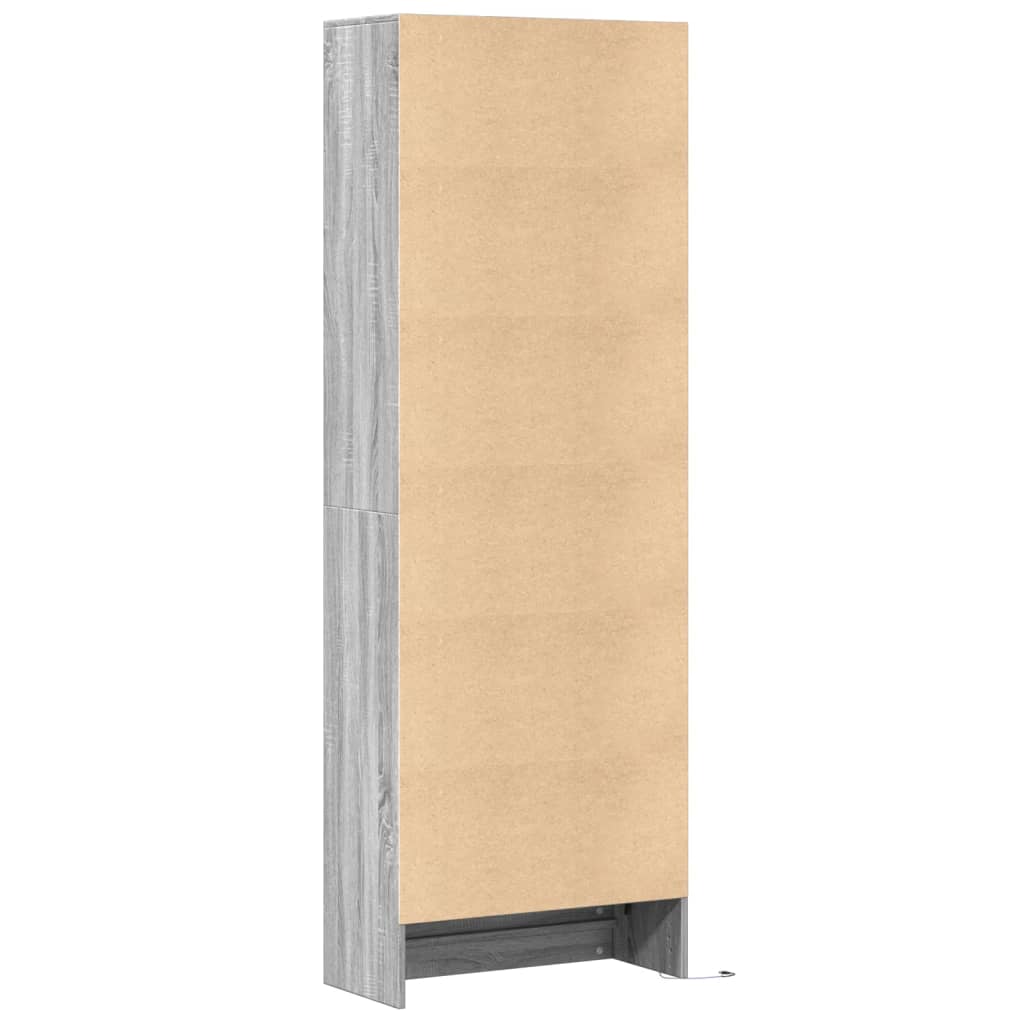 Buffet haut LED sonoma gris 69x32,5x200 cm bois d’ingénierie