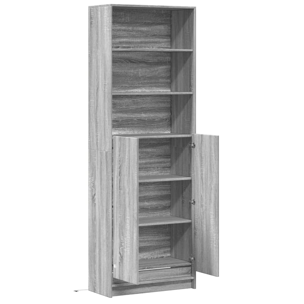 Buffet haut LED sonoma gris 69x32,5x200 cm bois d’ingénierie