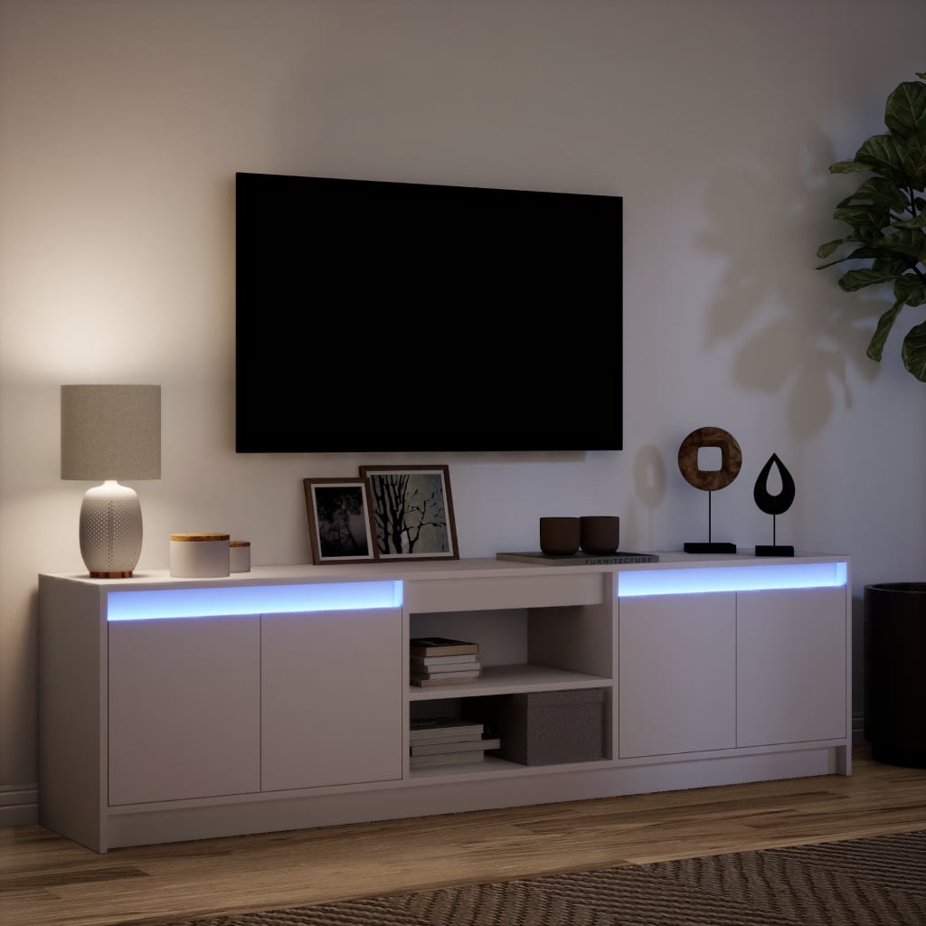 Meuble TV avec LED blanc 180x34x50 cm bois d'ingénierie