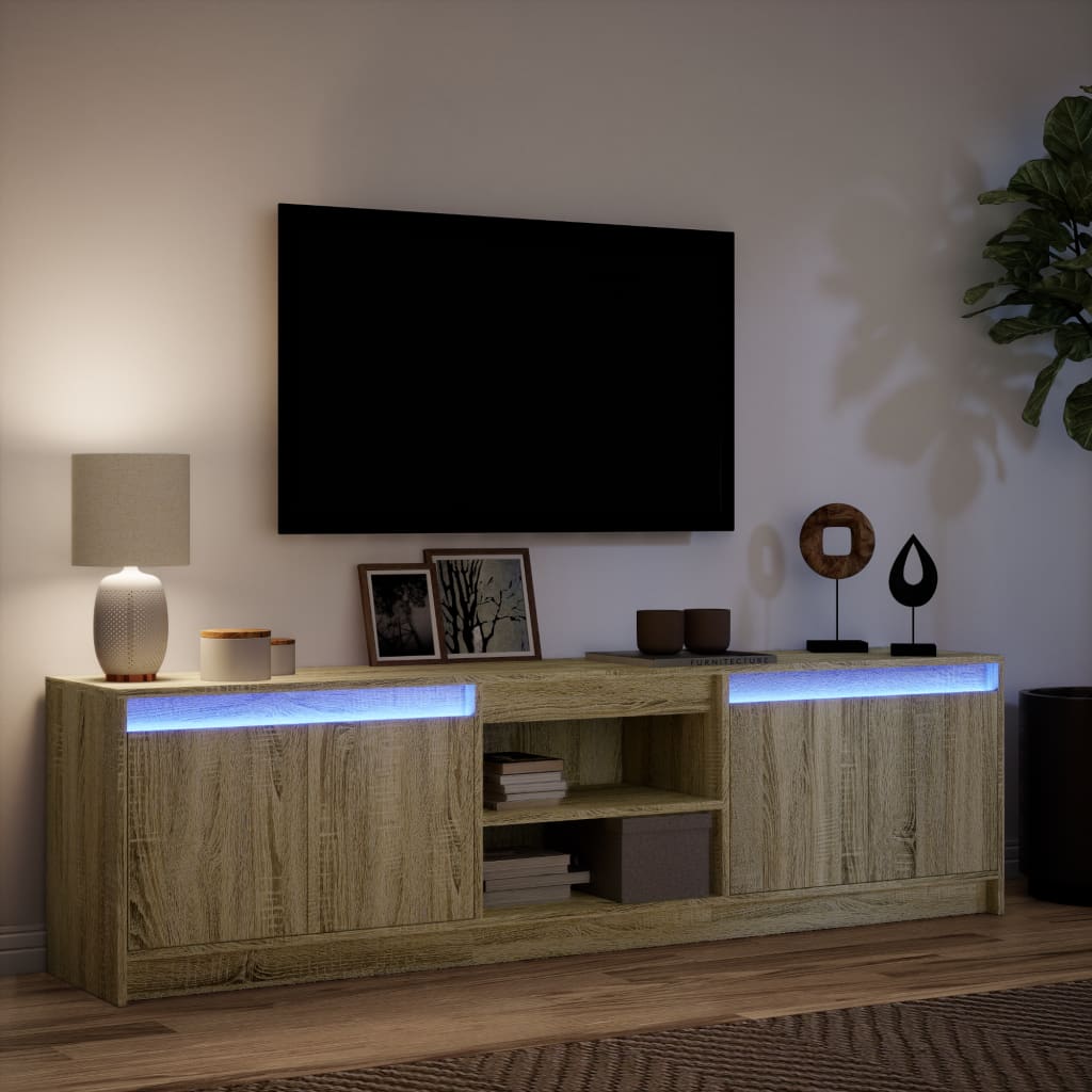 Meuble TV avec LED chêne sonoma 180x34x50 cm bois d'ingénierie