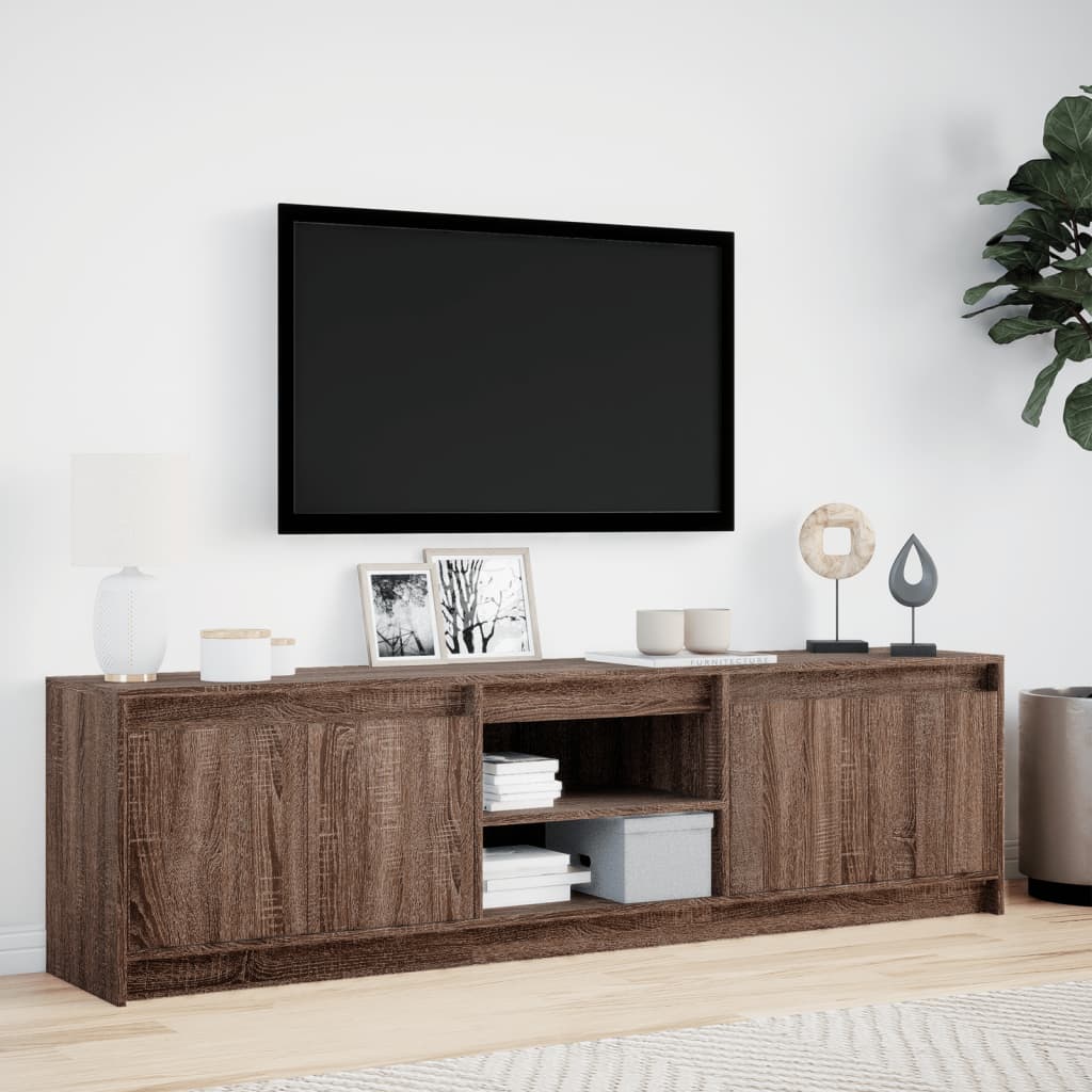 Meuble TV avec LED chêne marron 180x34x50 cm bois d'ingénierie