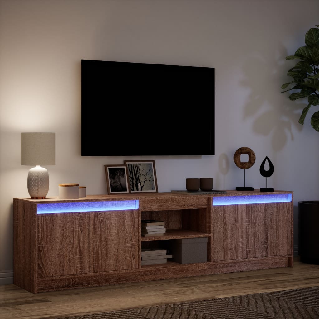 Meuble TV avec LED chêne marron 180x34x50 cm bois d'ingénierie