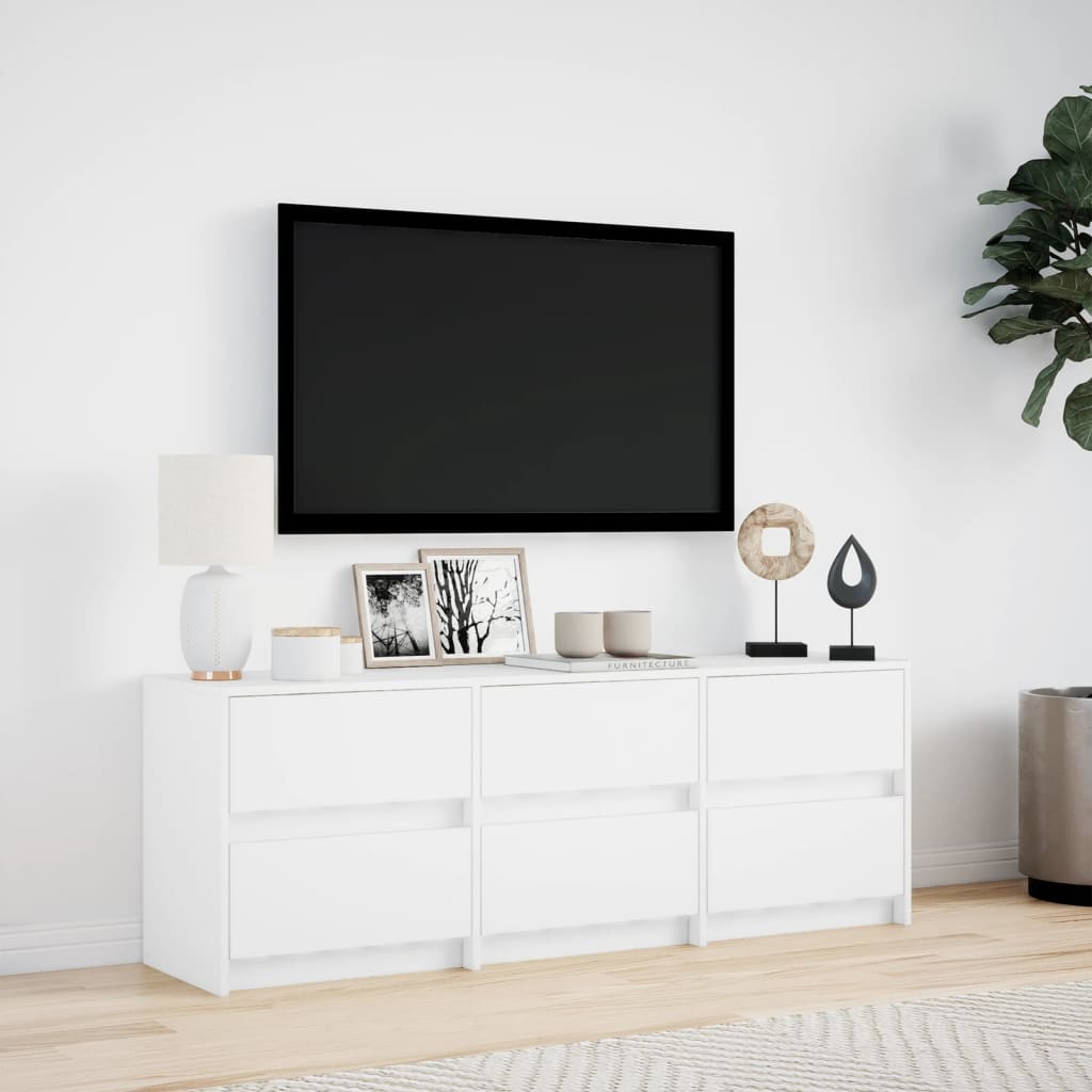 Meuble TV avec LED blanc 140x34x50 cm bois d'ingénierie