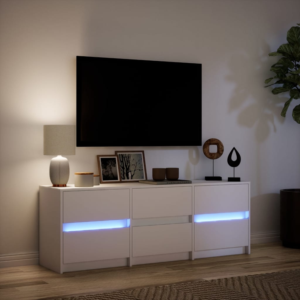 Meuble TV avec LED blanc 140x34x50 cm bois d'ingénierie