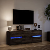 Meuble TV avec LED chêne marron 140x34x50 cm bois d'ingénierie