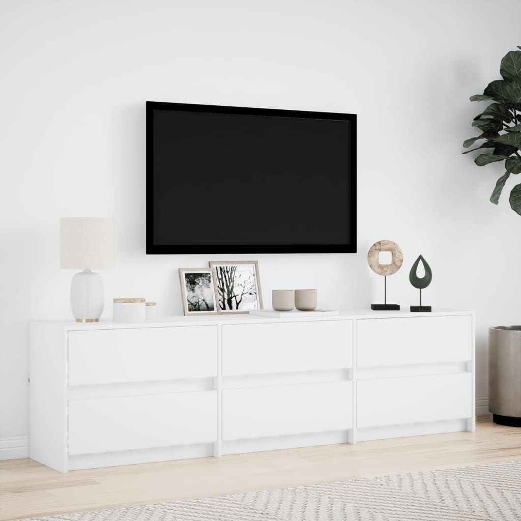 Meuble TV avec LED blanc 180x34x50 cm bois d'ingénierie