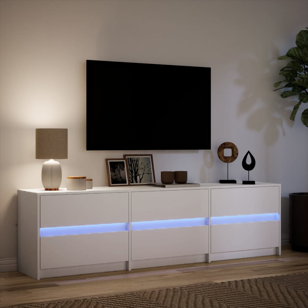 Meuble TV avec LED blanc 180x34x50 cm bois d'ingénierie